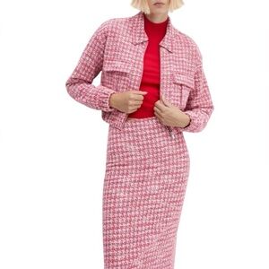 NWT MANGO HOUNDSTOOTH TWEED SKIRT & JACKET SET - SIZE S